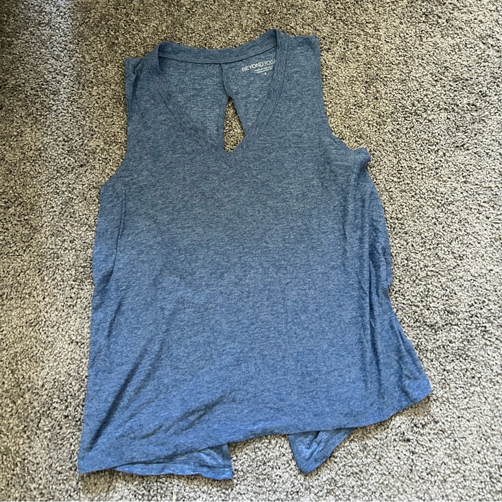 Beyond Yoga Open Back Tank Top in Heathered Blue